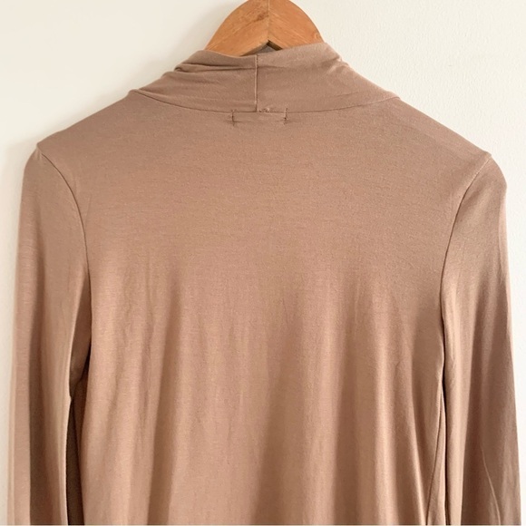 NWT Drape Front Open Cardigan Long Sleeve Irregular Hem Brown Cover Up Sweater! - Picture 13 of 15